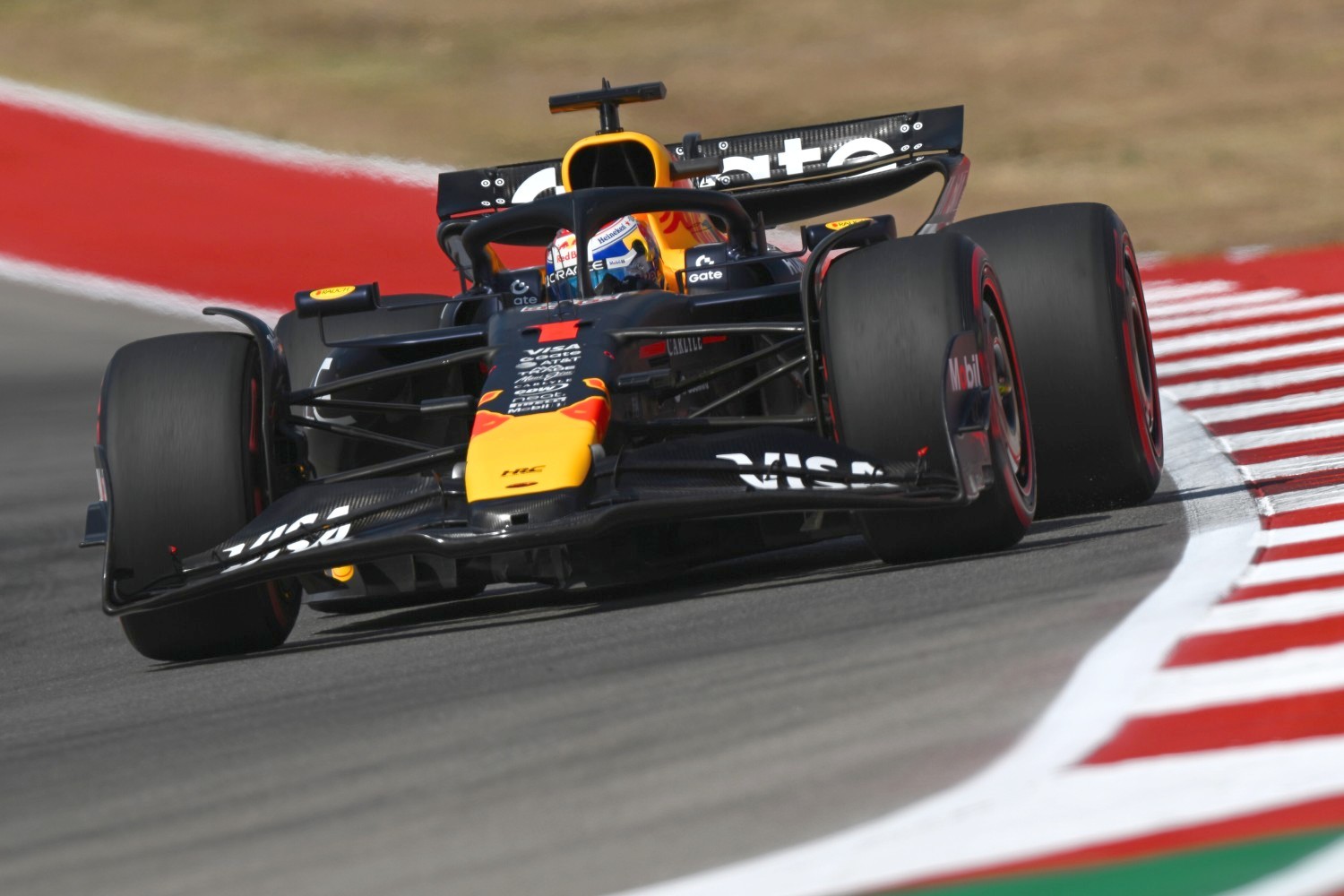 Max Verstappen of the Netherlands driving the (1) Oracle Red Bull Racing RB21 on track during practice ahead of the F1 Grand Prix of United States at Circuit of The Americas on October 17, 2025 in Austin, Texas. (Photo by Clive Mason/Getty Images) // Getty Images / Red Bull Content Pool //