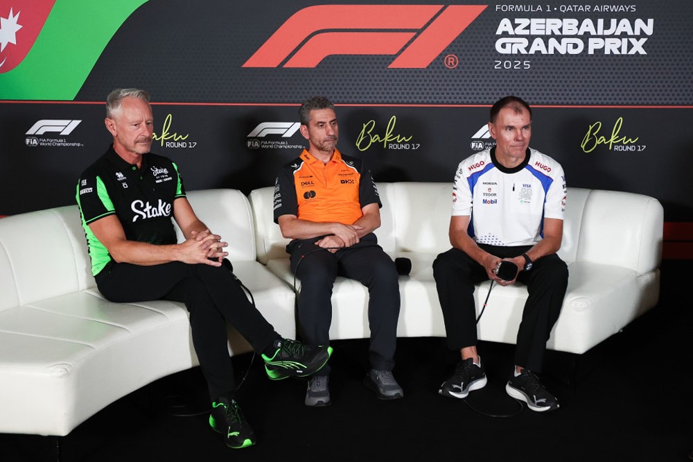 2025 Azerbaijan GP Friday Press Conference. TEAM REPRESENTATIVES Jonathan WHEATLEY (Kick Sauber), Andrea STELLA (McLaren), Alan PERMANE (Racing Bulls)