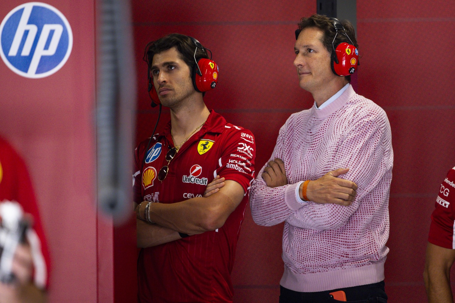 ELKANN John (ita), Ferrari Chairman with Antonio Giovinazzi during the 2025 Formula 1 Lenovo Hungarian Grand Prix, 14th round of the 2025 FIA Formula One World Championship from August 1 to 3, 2025 on the Hungaroring, in Mogyorod, Hungary - Photo Julien Delfosse / DPPI