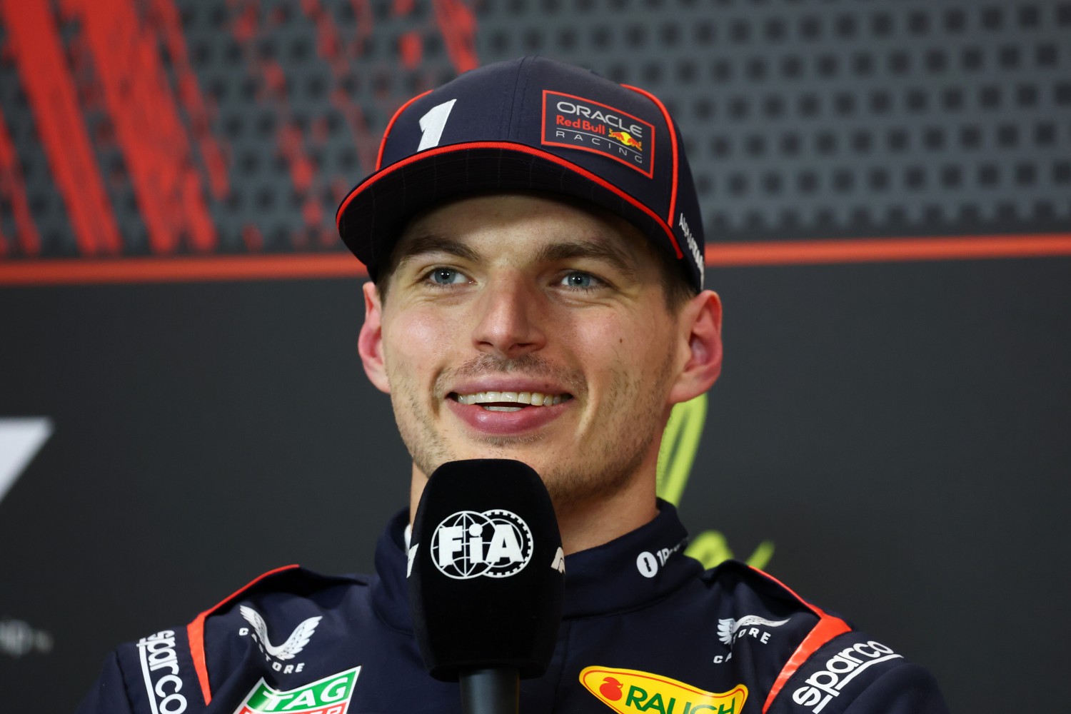Second placed qualifier Max Verstappen of the Netherlands and Oracle Red Bull Racing in the Drivers Press Conference during qualifying ahead of the F1 GP of Emilia-Romagna at Autodromo Internazionale Enzo e Dino Ferrari on May 17, 2025 in Imola, Italy. (Photo by Clive Rose/Getty Images) // Getty Images / Red Bull Content Pool //