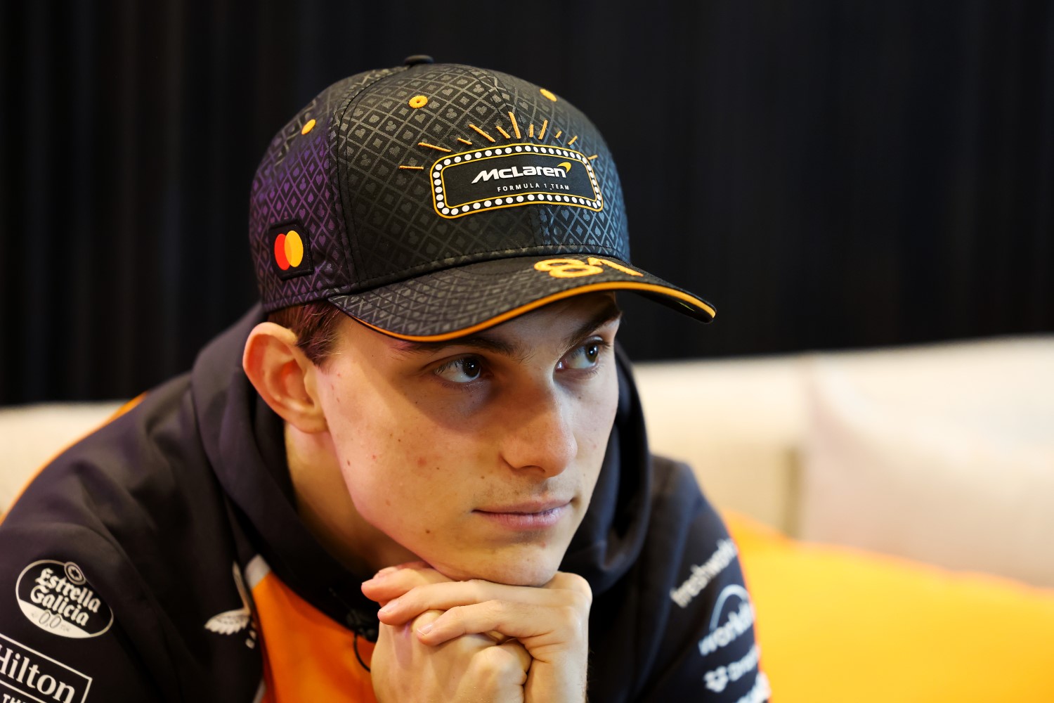 Oscar Piastri of Australia and McLaren looks on during previews ahead of the F1 Grand Prix of Las Vegas at Las Vegas Strip Circuit on November 19, 2025 in Las Vegas, Nevada. (Photo by Glenn Dunbar/LAT Images for McLaren)
