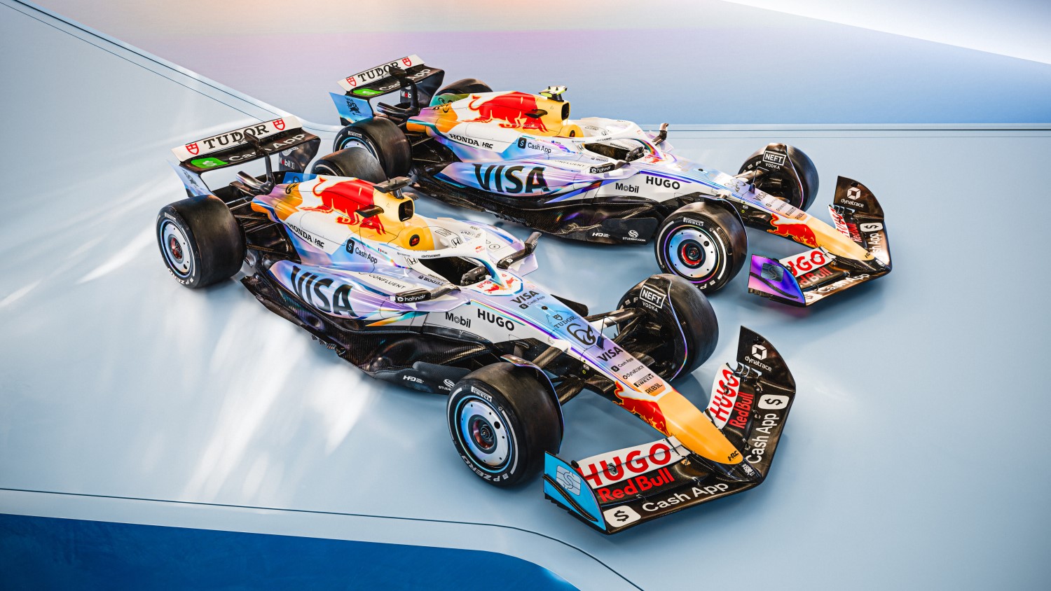 The VCARB 02 car in its new livery for the Las Vegas Grand Prix // VCARB / Red Bull Content Pool //