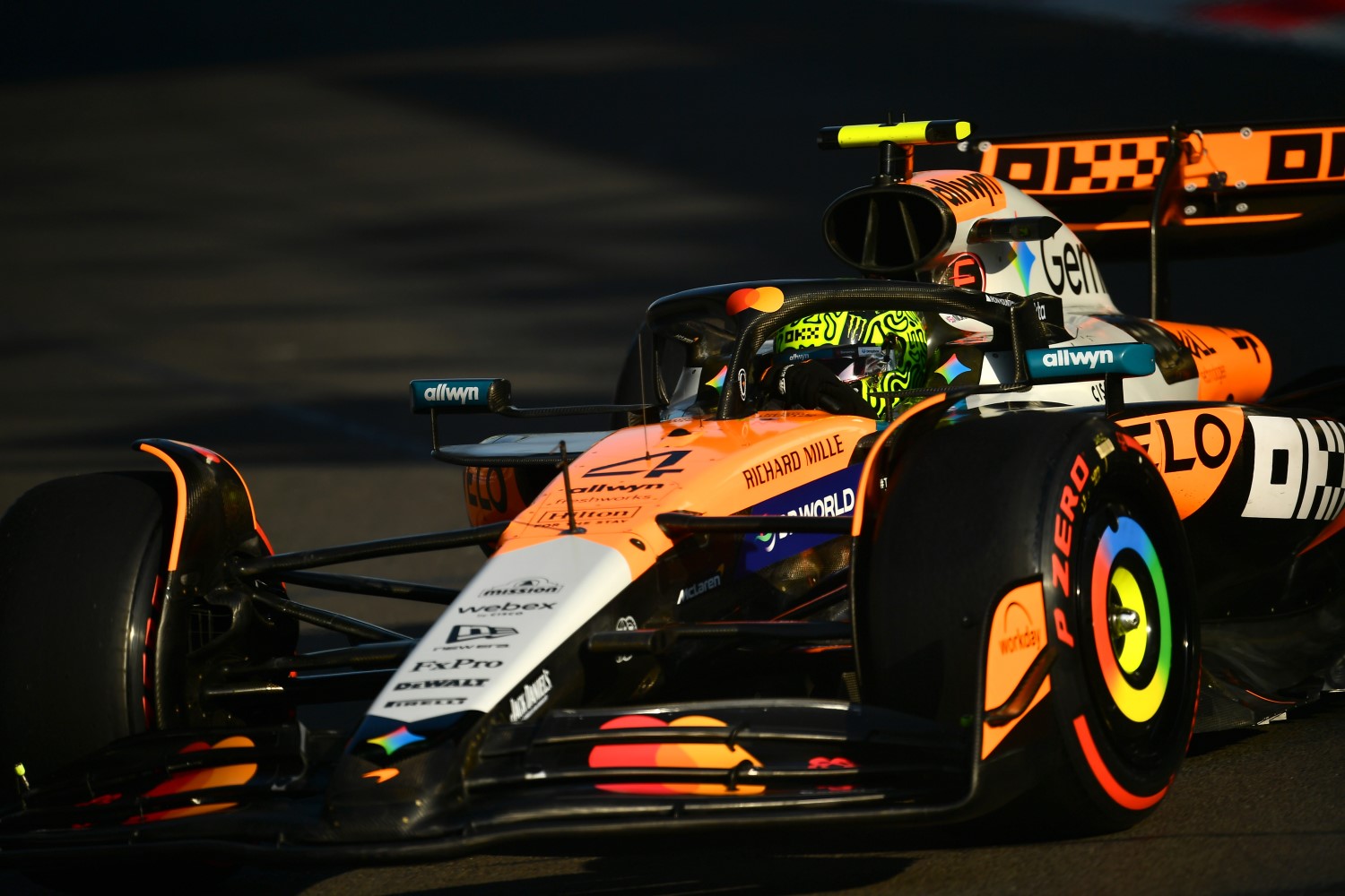 Lando Norris of Great Britain driving the (4) McLaren MCL39 Mercedes on track during practice ahead of the F1 Grand Prix of Mexico at Autodromo Hermanos Rodriguez on October 24, 2025 in Mexico City, Mexico. (Photo by James Sutton/LAT Images for McLaren)