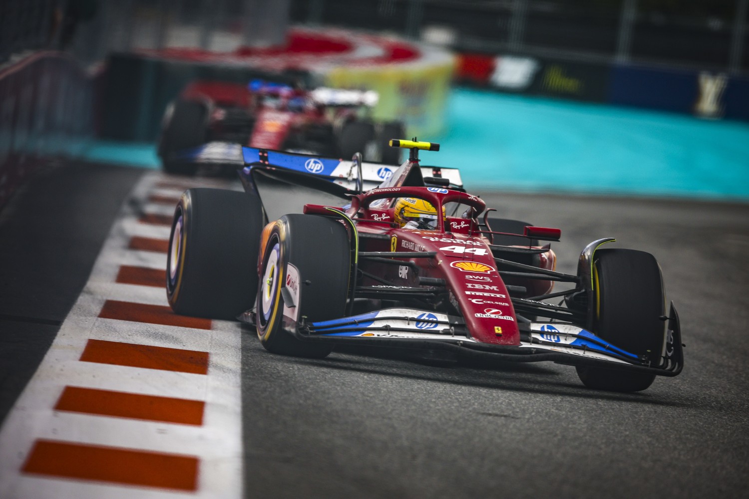 44 HAMILTON Lewis (gbr), Scuderia Ferrari SF-25, action during the Formula 1 Crypto.com Miami Grand Prix 2025, 6th round of the 2025 FIA Formula One World Championship from May 2 to 4, 2025 on the Miami International Autodrome, in Miami Gardens, Florida, United States of America - Photo Xavi Bonilla / DPPI for Ferrari