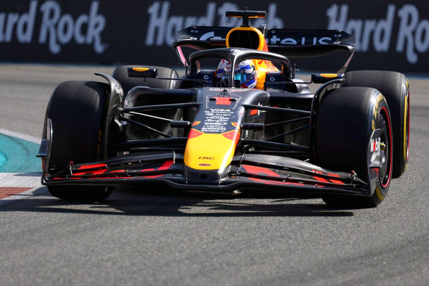 Max Verstappen of the Netherlands driving the (1) Oracle Red Bull Racing RB21 on track during Sprint qualifying ahead of the F1 Grand Prix of Miami at Miami International Autodrome on May 02, 2025 in Miami, Florida. (Photo by Clive Rose/Getty Images) // Getty Images / Red Bull Content Pool //