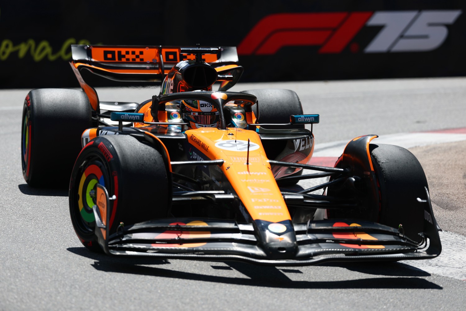 Oscar Piastri of Australia driving the (81) McLaren MCL39 Mercedes on track during practice ahead of the F1 Grand Prix of Monaco at Circuit de Monaco on May 23, 2025 in Monte-Carlo, Monaco. (Photo by Clive Rose/Getty Images for McLaren)