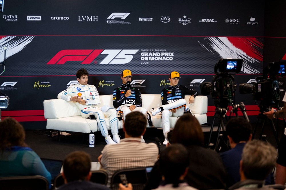 The top-3 qualifiers for the 2025 GP of Monaco met with the media DRIVERS   1 – Lando NORRIS (McLaren) 2 – Charles LECLERC (Ferrari)  3 – Oscar PIASTRI (McLaren)