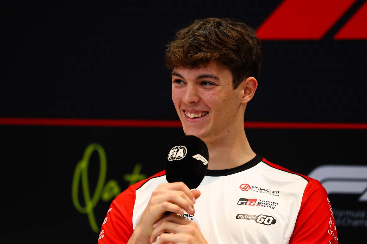 Oliver Bearman of Great Britain and Haas F1 speaks in the Drivers Press Conference during previews ahead of the F1 Grand Prix of Qatar at Lusail International Circuit on November 27, 2025 in Lusail City, Qatar. (Photo by Clive Rose/Getty Images for Haas)