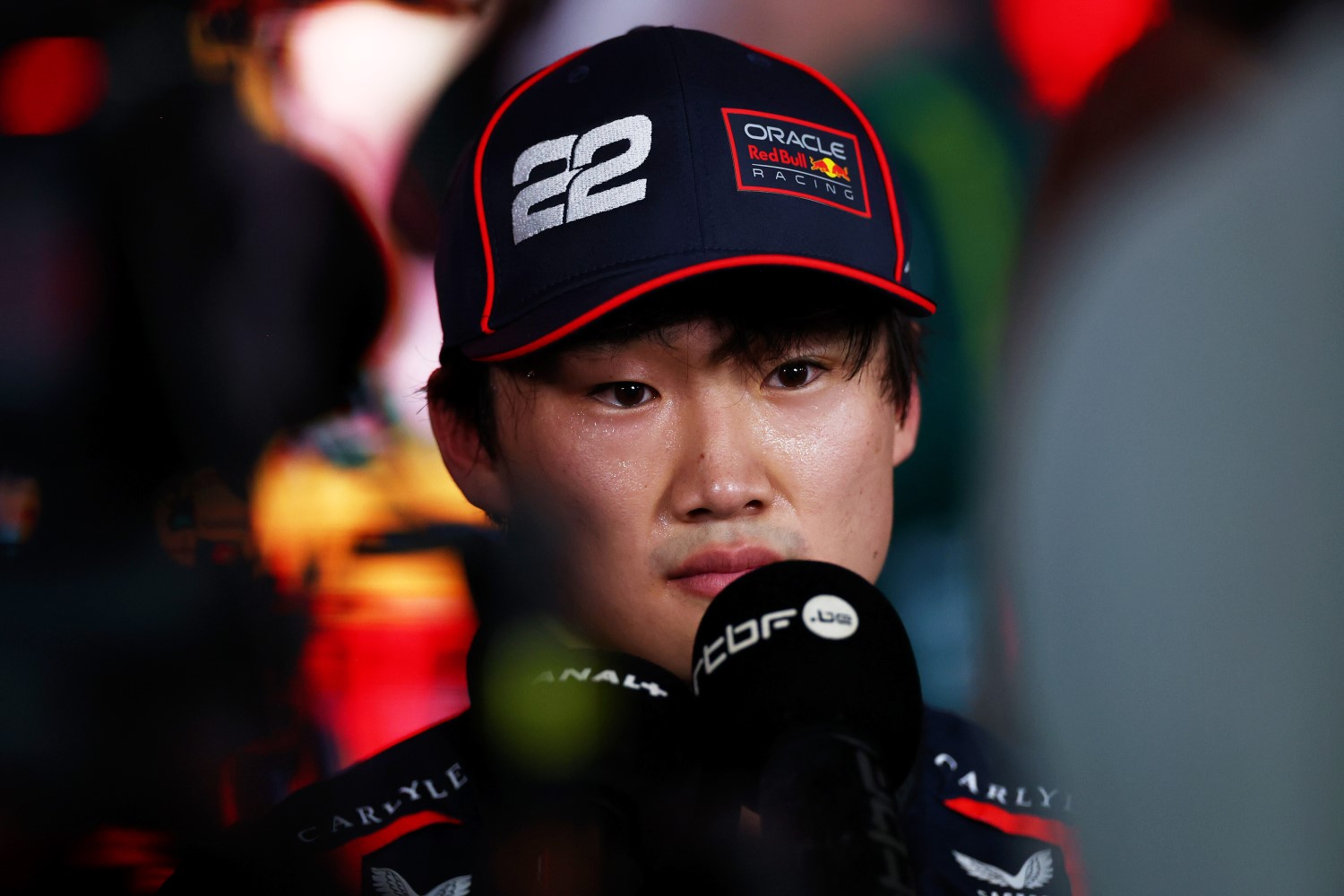 Fifth placed Yuki Tsunoda of Japan and Oracle Red Bull Racing is interviewed during the Sprint ahead of the F1 Grand Prix of Qatar at Lusail International Circuit on November 29, 2025 in Lusail City, Qatar. (Photo by Peter Fox/Getty Images) // Getty Images / Red Bull Content Pool // 