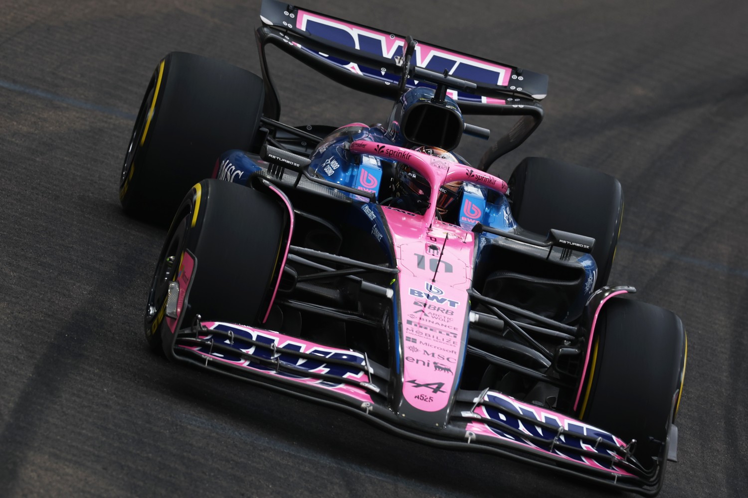 Pierre Gasly of France driving the (10) Alpine F1 A525 Renault on track during final practice ahead of the F1 Grand Prix of Singapore at Marina Bay Street Circuit on October 04, 2025 in Singapore, Singapore. (Photo by Zak Mauger/LAT Images for Pirelli)