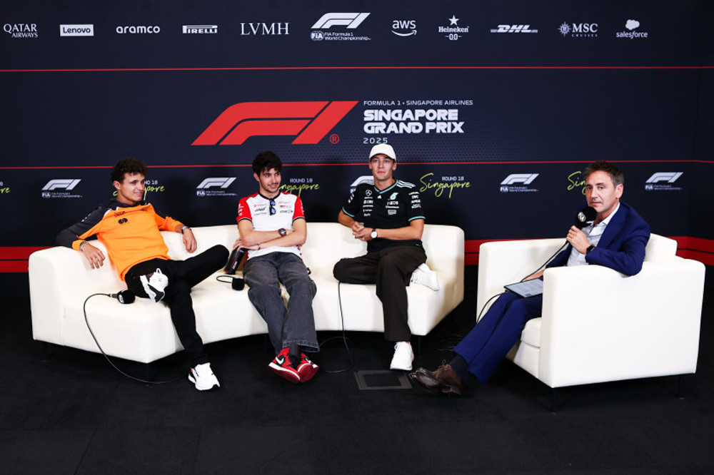 2025 Singapore GP Thursday Press Conference PART ONE  Lando NORRIS (McLaren), Esteban OCON (Haas), George RUSSELL (Mercedes)