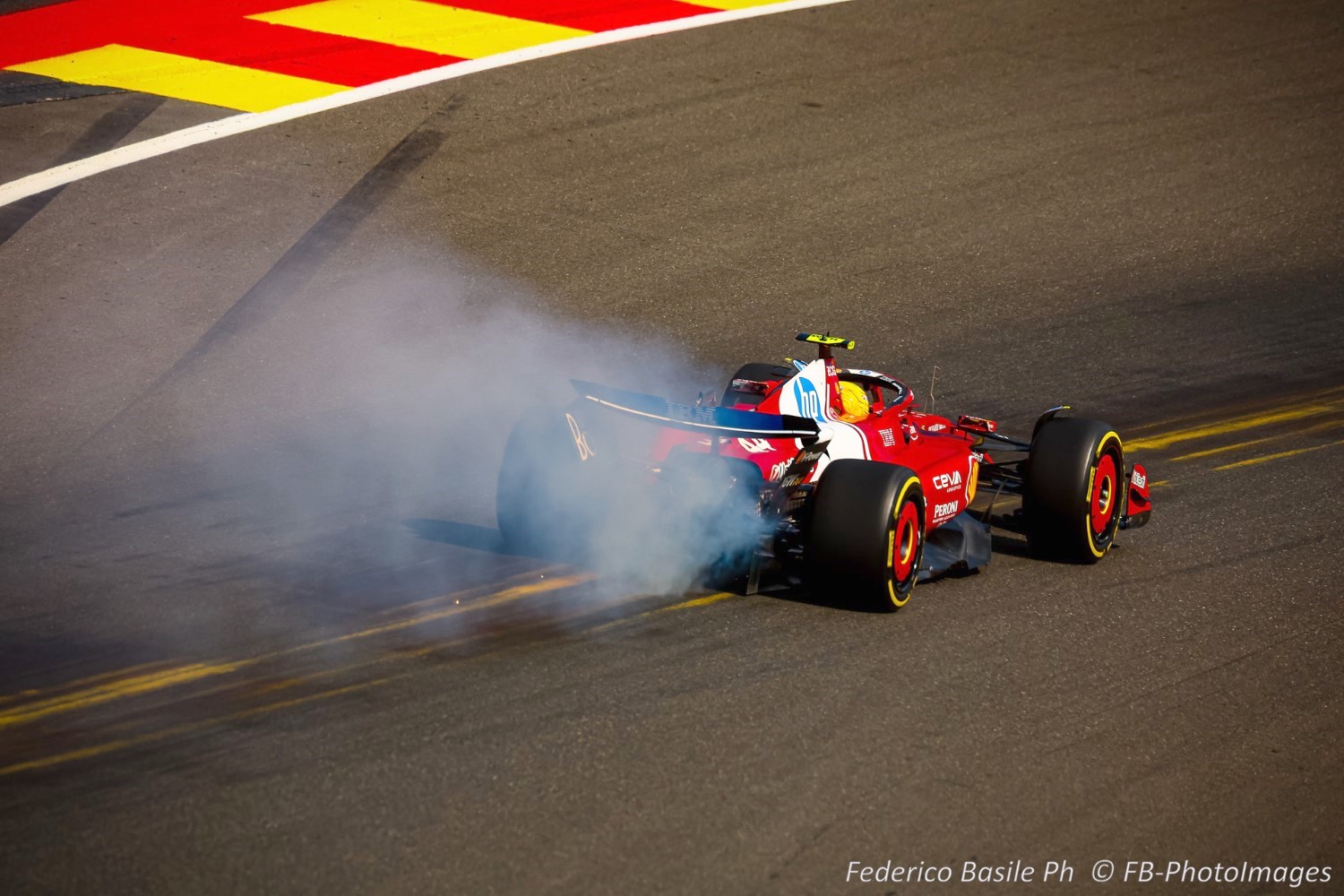 #44 Lewis Hamilton, (GRB) Scuderia Ferrari SF25 bottoms out at Eau Rouge, during the Belgian GP, Spa-Francorchamps 24-27 July 2025 Formula 1 World Championship 2025.