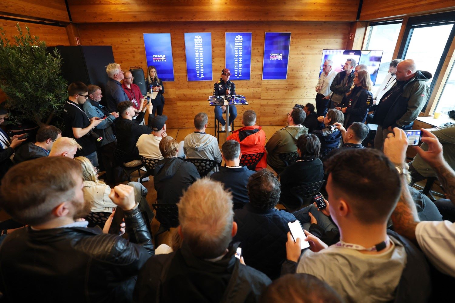 Max Verstappen of the Netherlands and Oracle Red Bull Racing speaks at a press conference during previews ahead of the F1 Grand Prix of Belgium at Circuit de Spa-Francorchamps on July 24, 2025 in Spa, Belgium. (Photo by Mark Thompson/Getty Images) // Getty Images / Red Bull Content Pool //