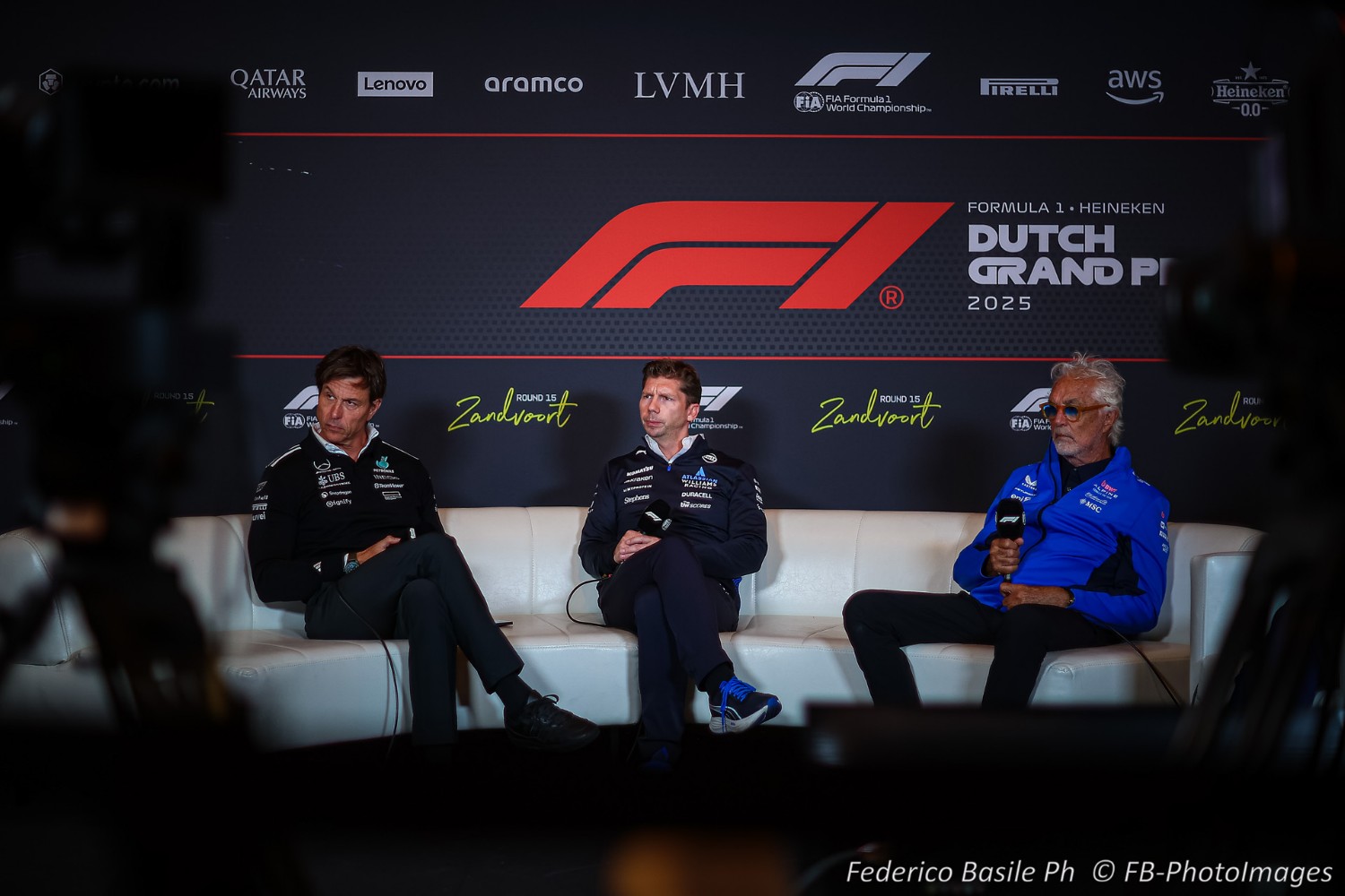 Team Principal press conference, with Toto Wolff, James Vowles, and Flavio Briatore during the Dutch GP, Zandvoort 28-31 August 2025. Formula 1 World championship 2025.