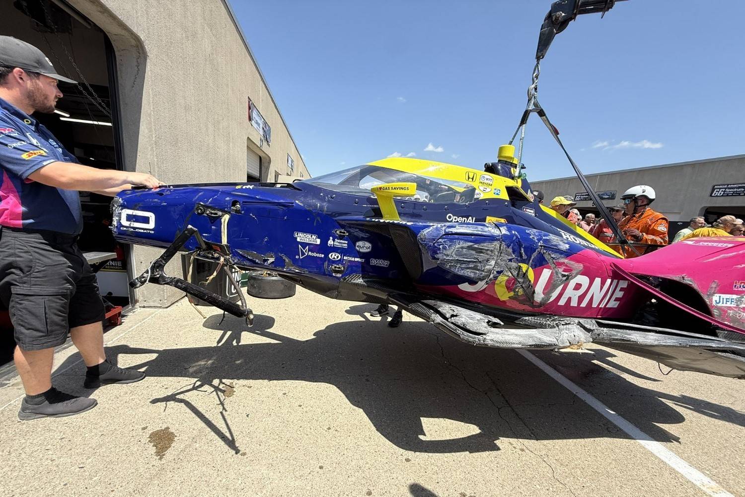 Kyffin Simpson wads up his Ganassi Honda at Indy