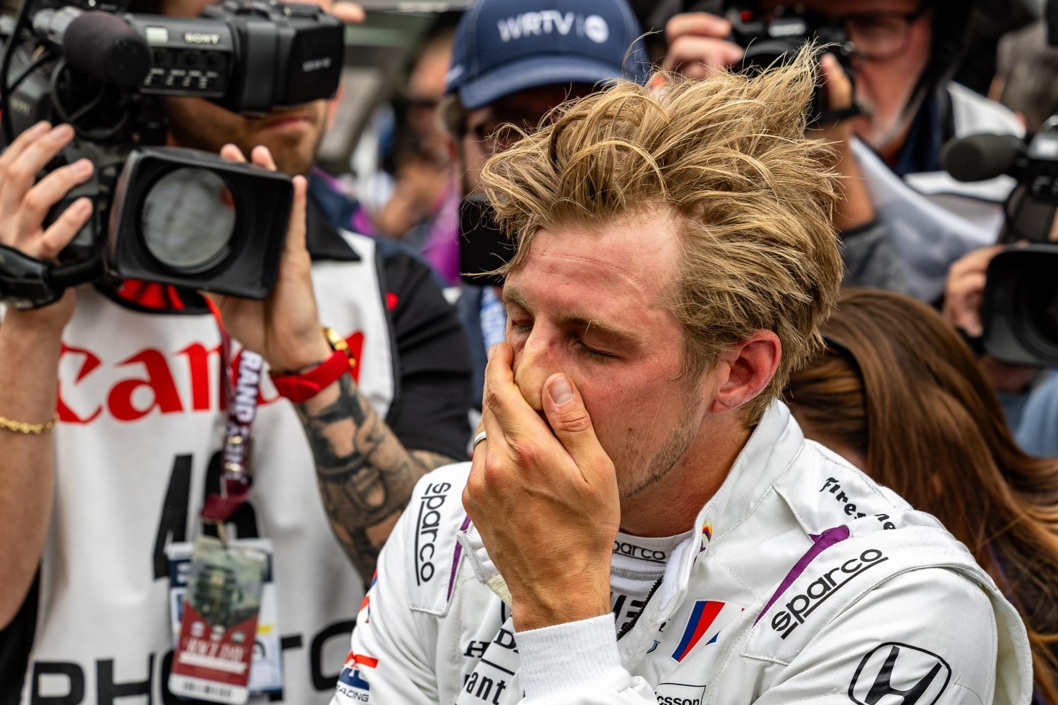 Andretti Global driver Marcus Ericsson is gutted after Alex Palou passed him for the win in the 2025 Indy 500. Photo courtesy of Penske Entertainment