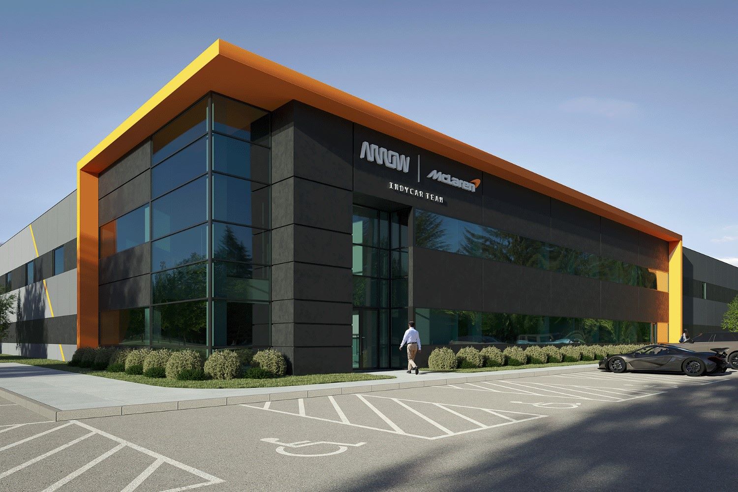 Arrow McLaren team to move into old Andretti building in January. Rendering provided by Arrow McLaren
