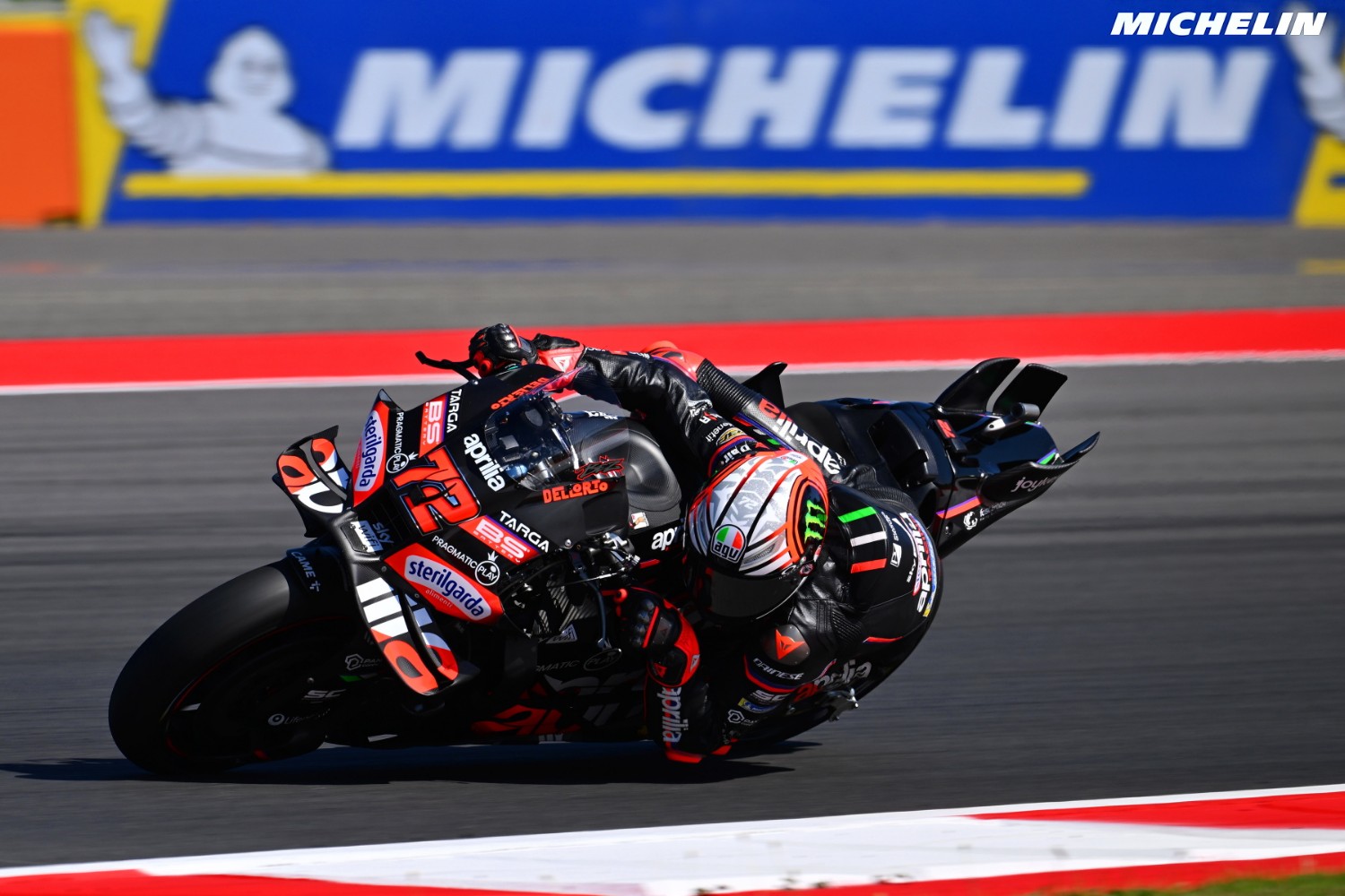 Marco Bezzecchi flying in Indonesia. Photo courtesy of Michelin