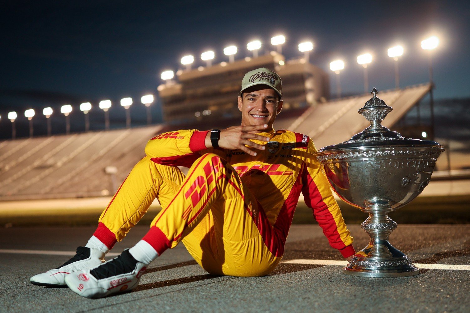 Alex Palou with his 2025 IndyCar trophy at the Borchetta Bourbon Music City Grand Prix - Photo by By_ Chris Owens/Penske Entertainent