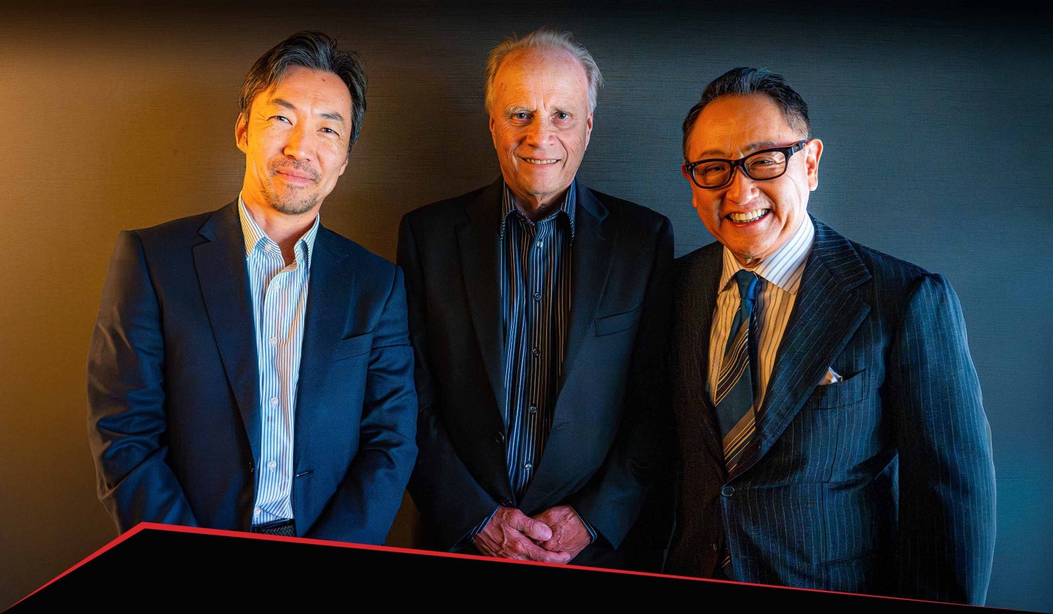 (L to R) Ayao Komatsu, Gene Haas and Akio Toyoda. Image supplid by Haas F1