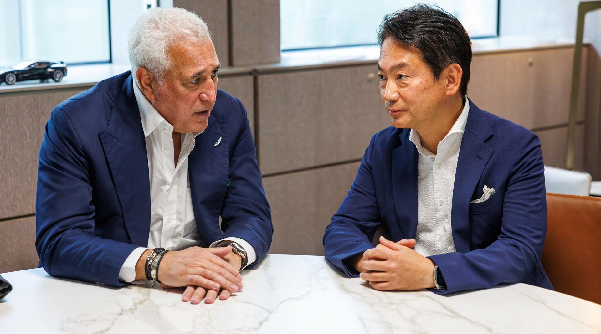Lawrence Stroll and Koji Watanabe. Image supplied by Aston Martin