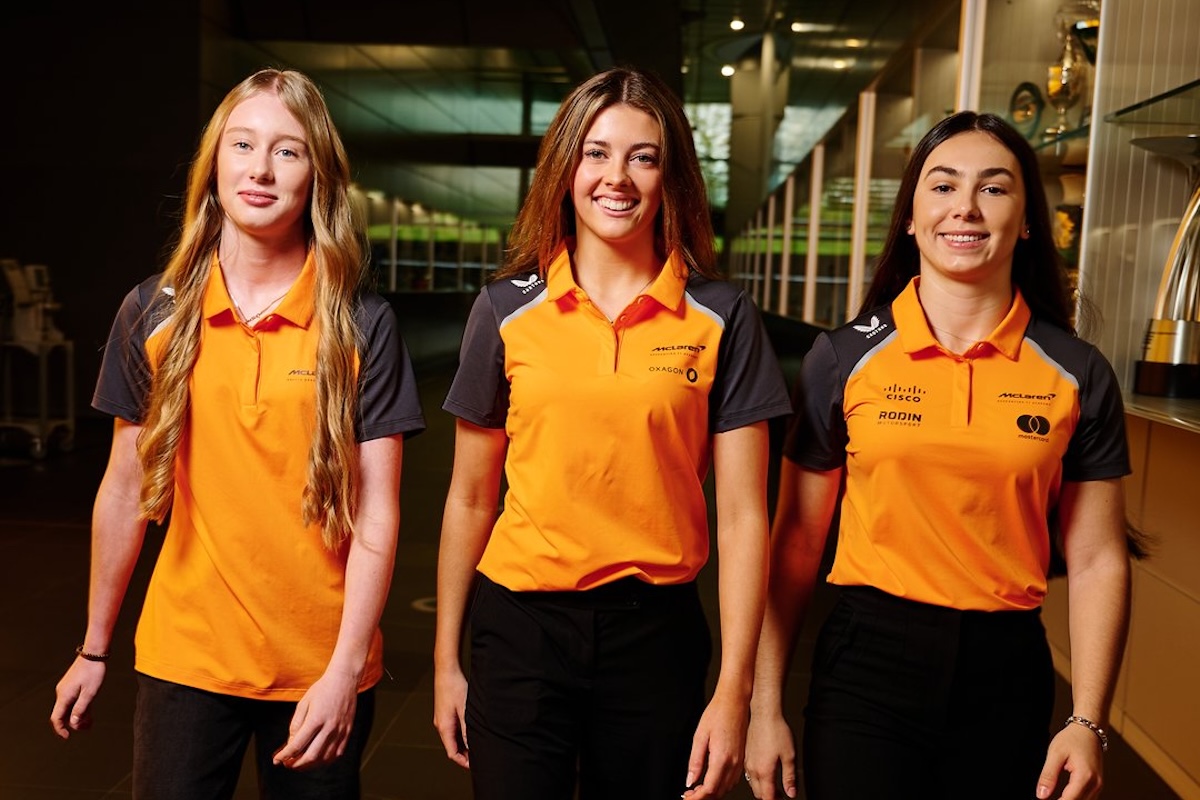L to R: Ella Hakkinen, Ella Lloyd, and Ella Stevens. Photo courtesy of McLaren