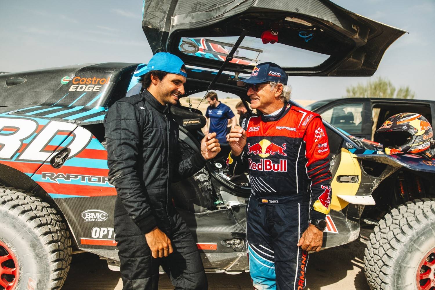 Sainz Jr and Sainz Sr at Ford Dakar test2. Image supplied by Ford