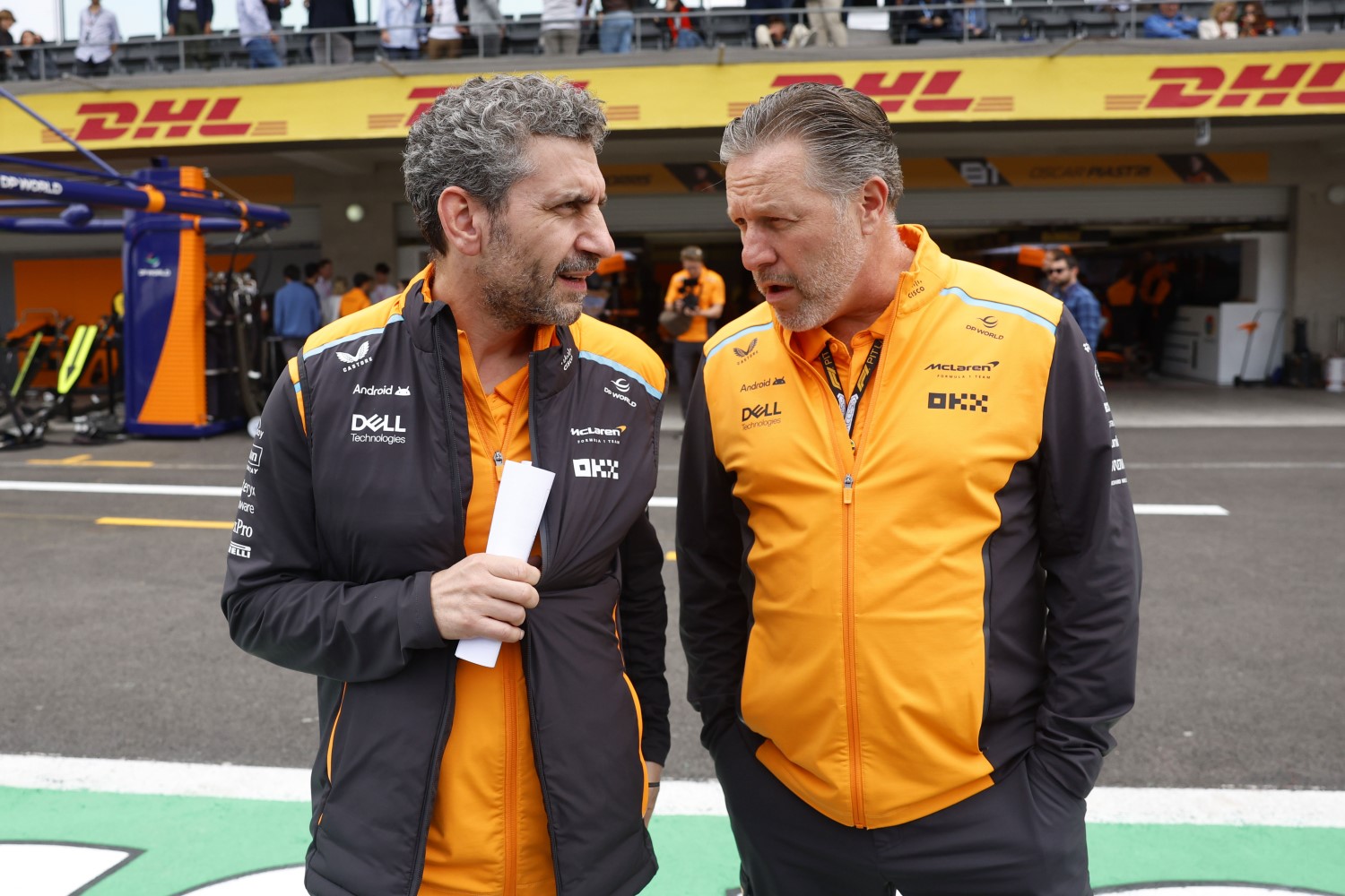 Andrea Stella, Team Principal, McLaren F1 Team, and Zak Brown, CEO, McLaren Racing. Image supplied by McLaren