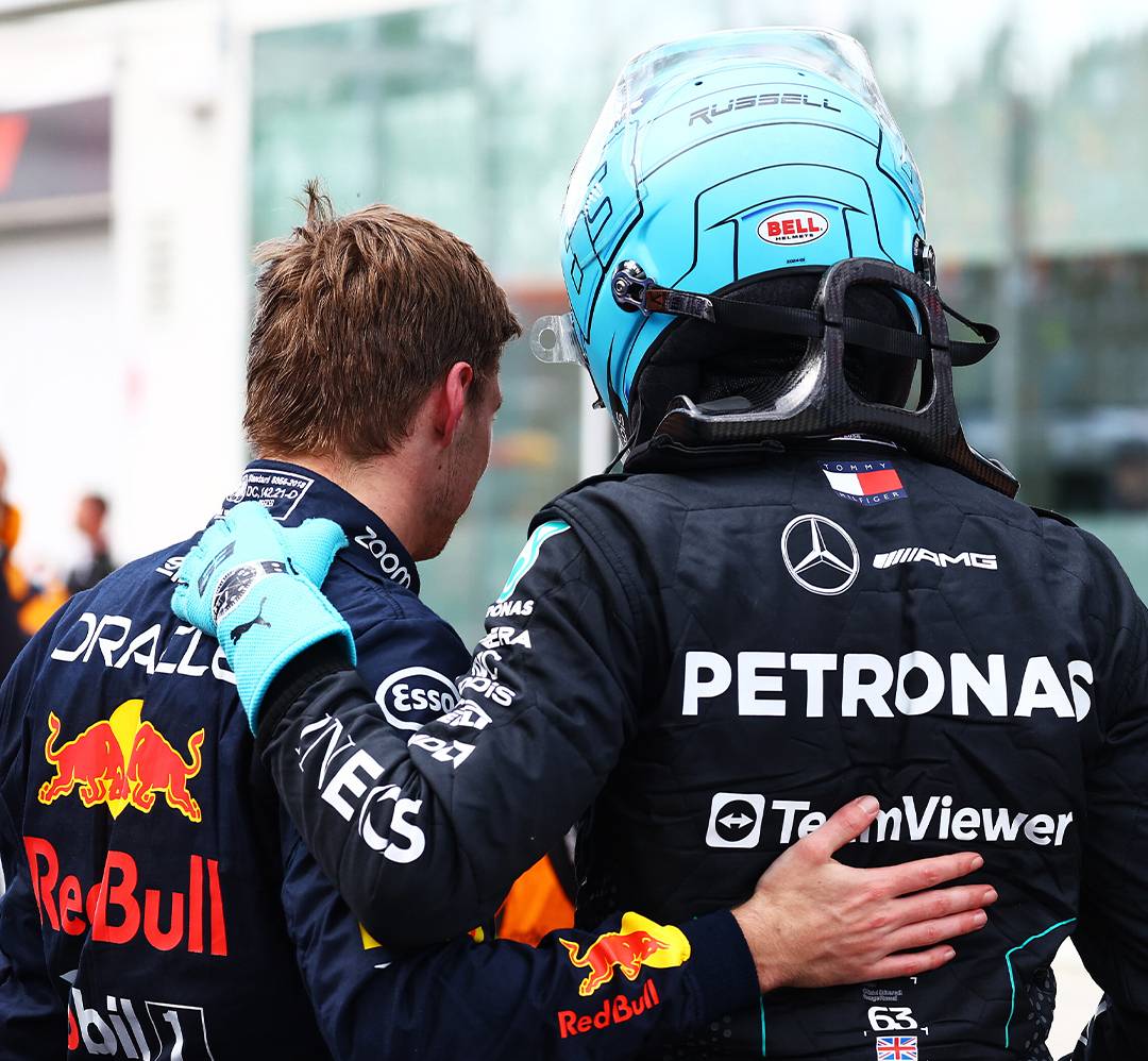 Max Verstappen and George Russell 2025 Spanish GP