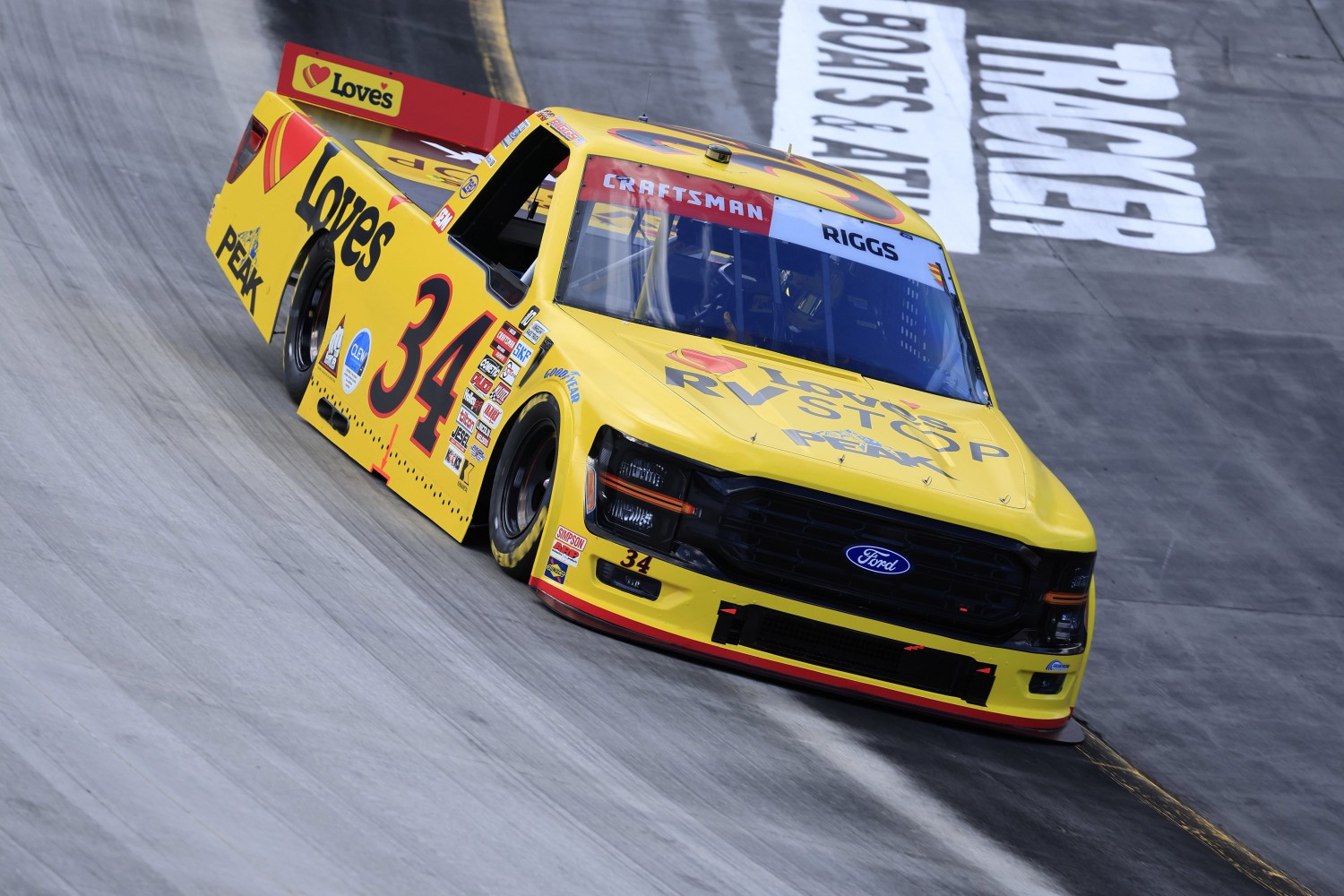 Layne Riggs rallies to win NASCAR Truck race at Bristol, advances in Playoffs. Photo courtesy of Front Row Motorsports