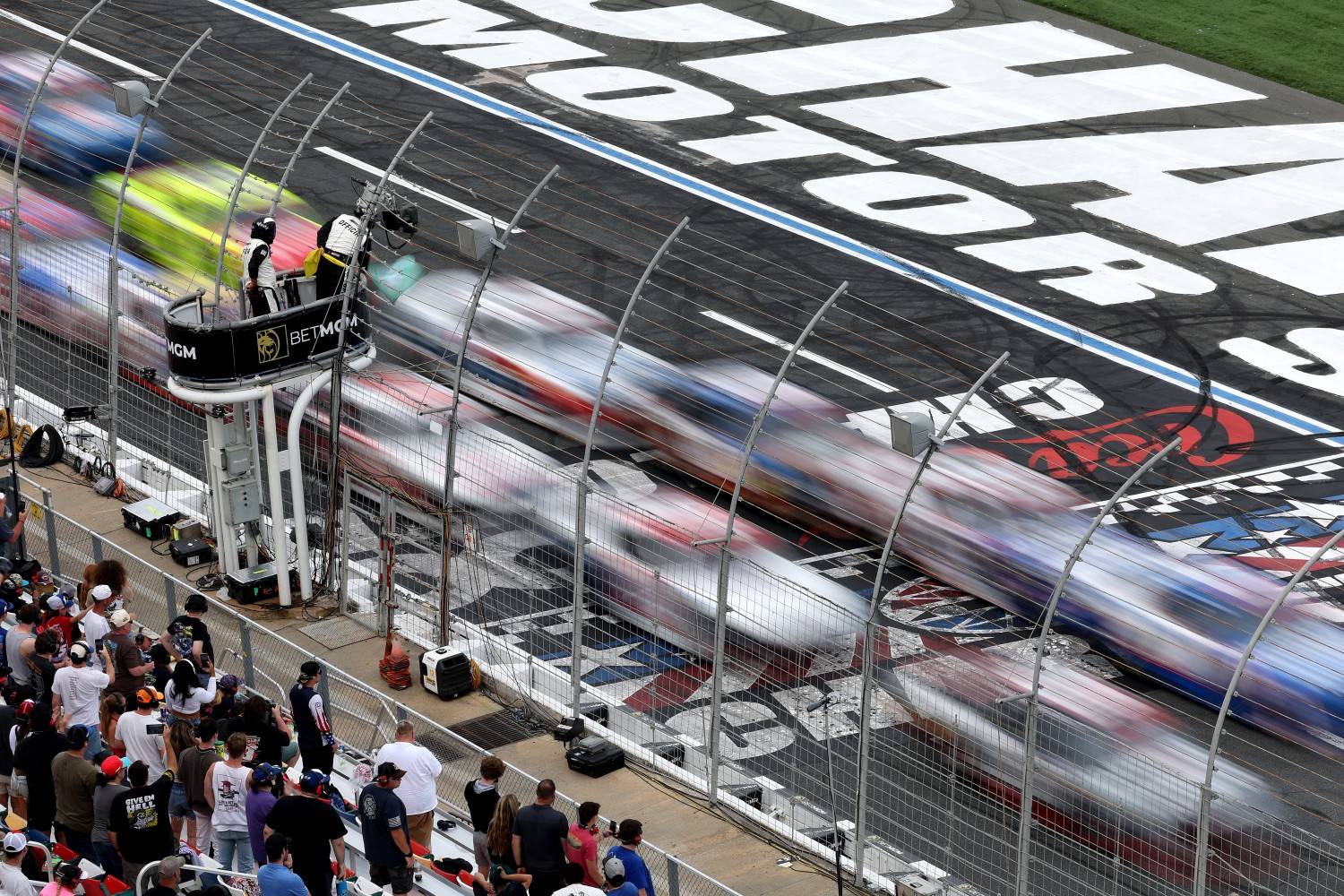 A general view of racing during the NASCAR Xfinity Series BetMGM 300 at Charlotte Motor Speedway on May 24, 2025 in Concord, North Carolina. (Photo by David Jensen/Getty Images for NASCAR)