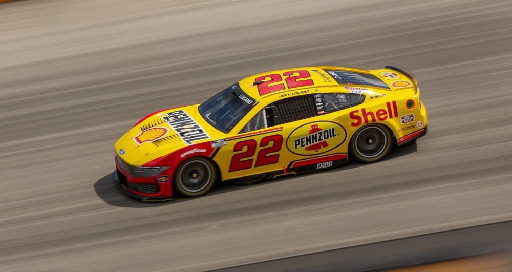 Joey Logano, driver of the #22 Shell Pennzoil Ford, drives during the NASCAR Cup Series AutoTrader EchoPark Automotive 400 at Dover Motor Speedway on July 20, 2025 in Dover, Delaware. (Photo by Meg Oliphant/Getty Images for NASCAR)