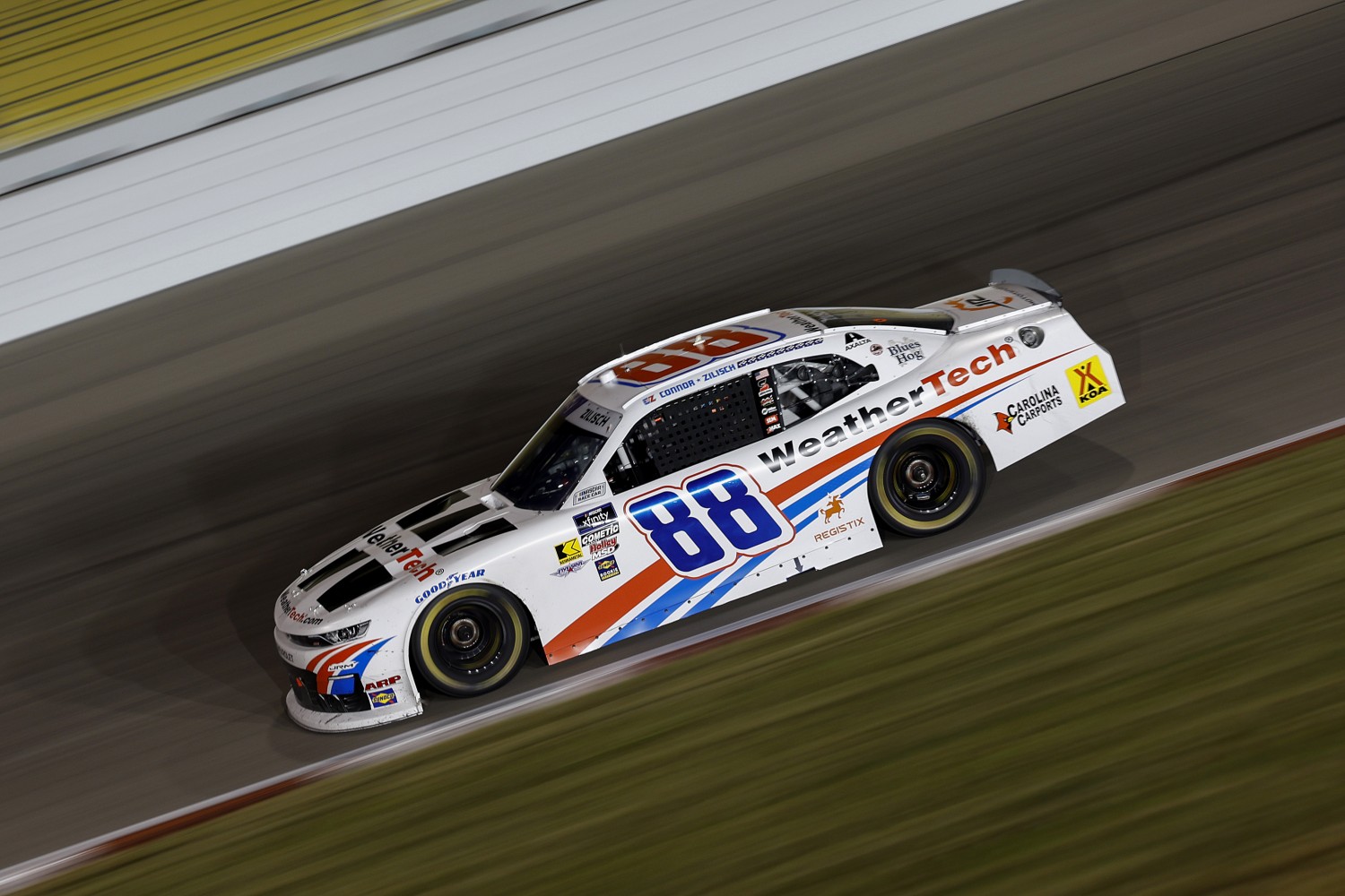 Connor Zilisch, driver of the #88 WeatherTech Chevrolet, drives during the NASCAR Xfinity Series Nu Way 200 Sauced by Blues Hog at WWT Raceway on September 06, 2025 in Madison, Illinois. (Photo by Sean Gardner/Getty Images for NASCAR)