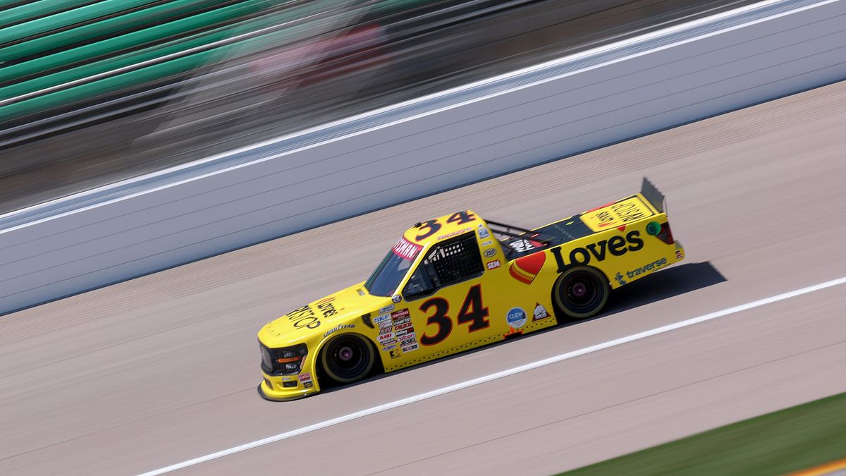 Layne Riggs. The No. 34 has been disqualified for violating rule 14.4.9.A.3 (Bed cover material must be strong enough to prevent the cover from deflecting or sagging and must be sealed around the perimeter of all bed panels while the vehicle is in competition)