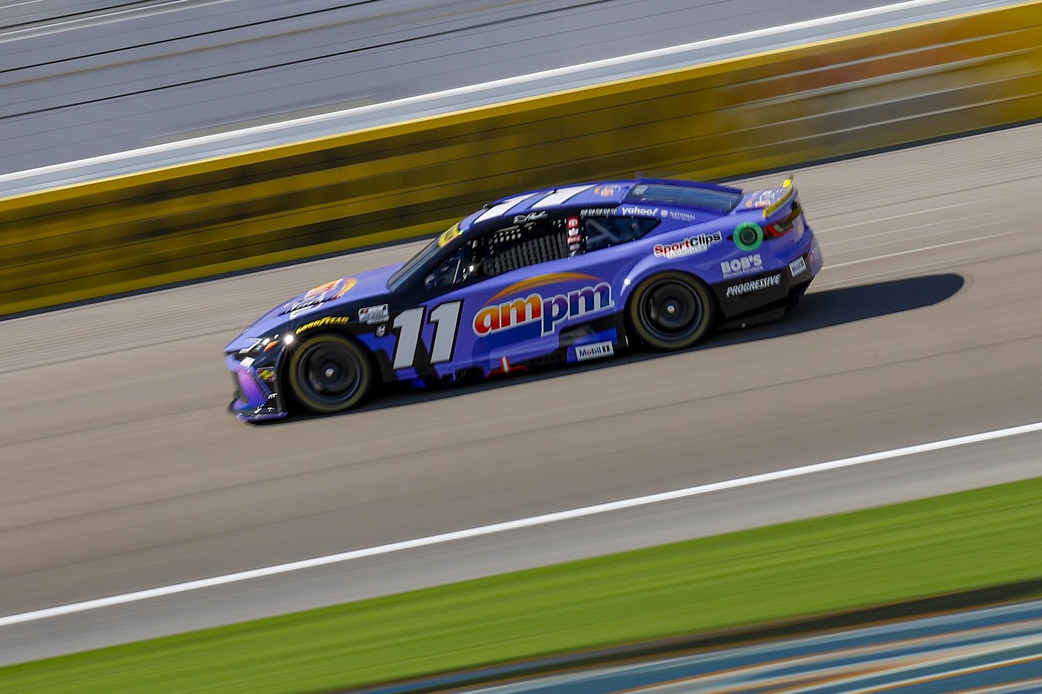 Denny Hamlin, driver of the #11 ampm Toyota, drives during practice for the NASCAR Cup Series South Point 400 at Las Vegas Motor Speedway on October 11, 2025 in Las Vegas, Nevada. (Photo by Logan Riely/Getty Images for NASCAR)
