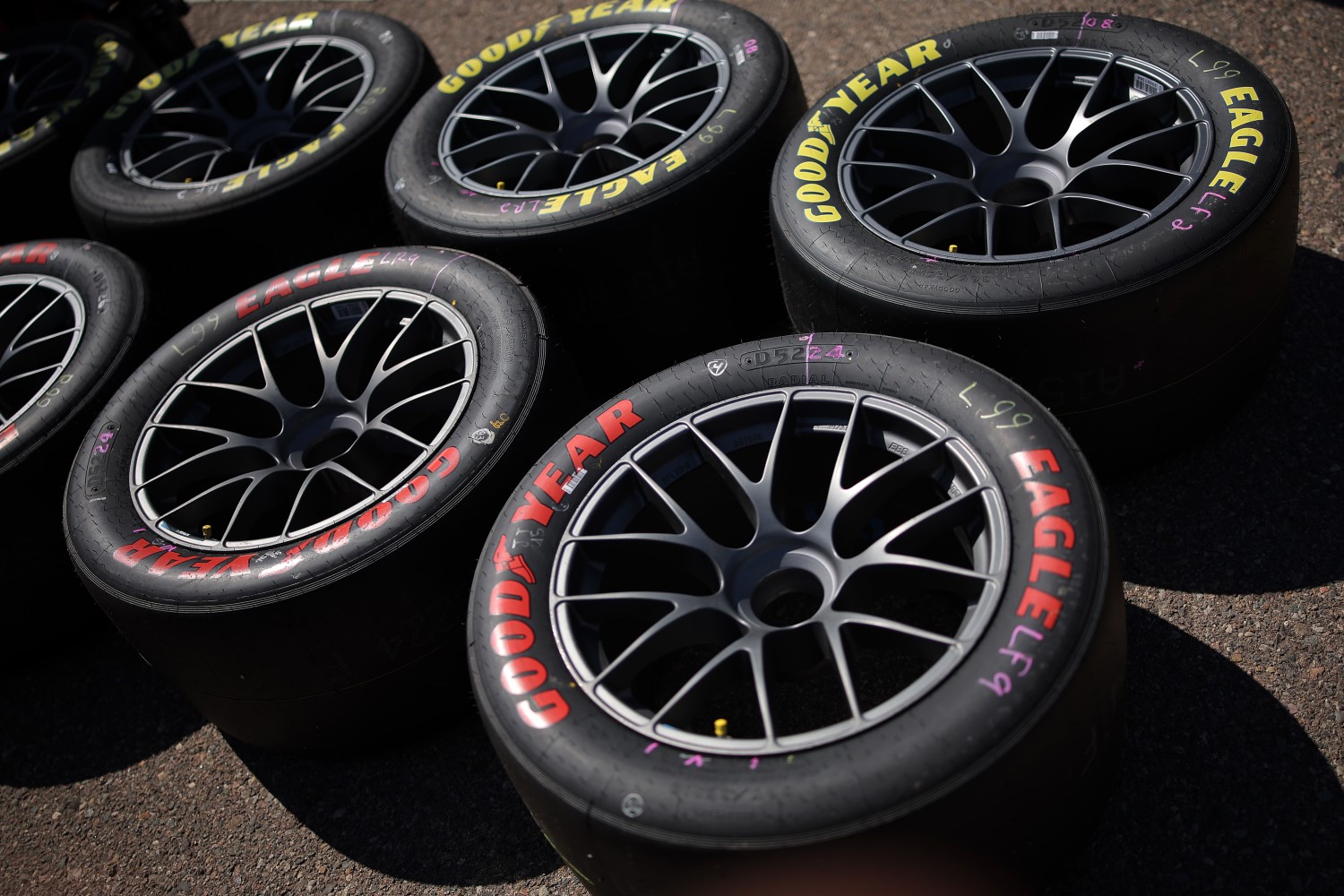 A detail view of Goodyear Eagle option tire during practice for the NASCAR Xfinity Series GOVX 200 at Phoenix Raceway on March 08, 2025 in Avondale, Arizona. (Photo by Jonathan Bachman/Getty Images)