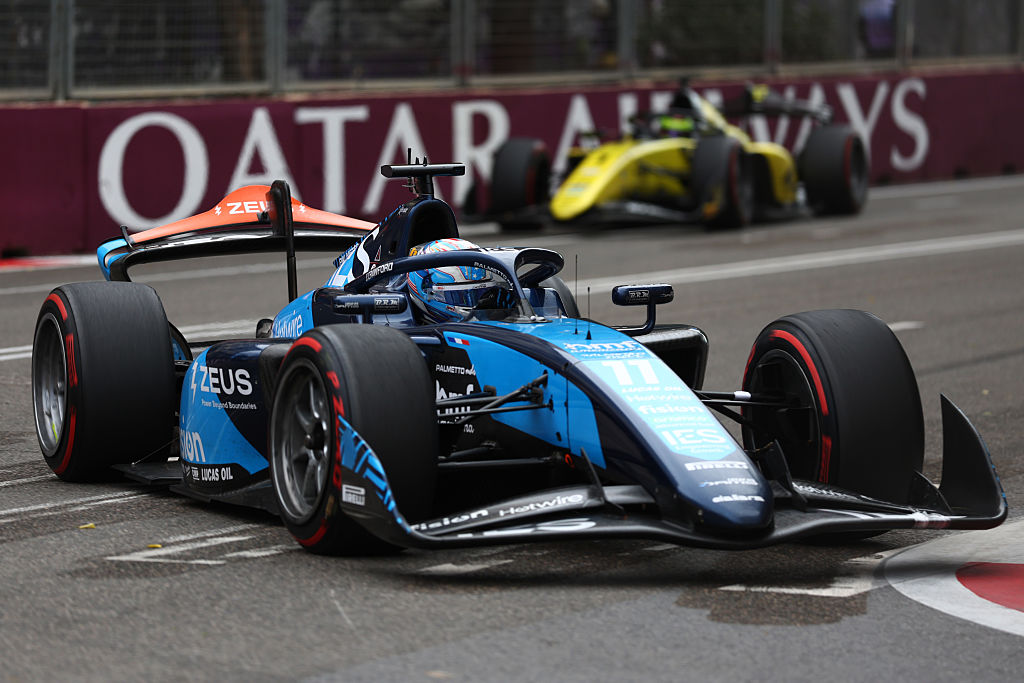 Jak Crawford of United States and DAMS Lucas Oil (11) on track during the Round 12 Baku Sprint race of the Formula 2 Championship at Baku City Circuit on September 20, 2025 in Baku, Azerbaijan. (Photo by Peter Fox/Getty Images for FIA Formula 2)