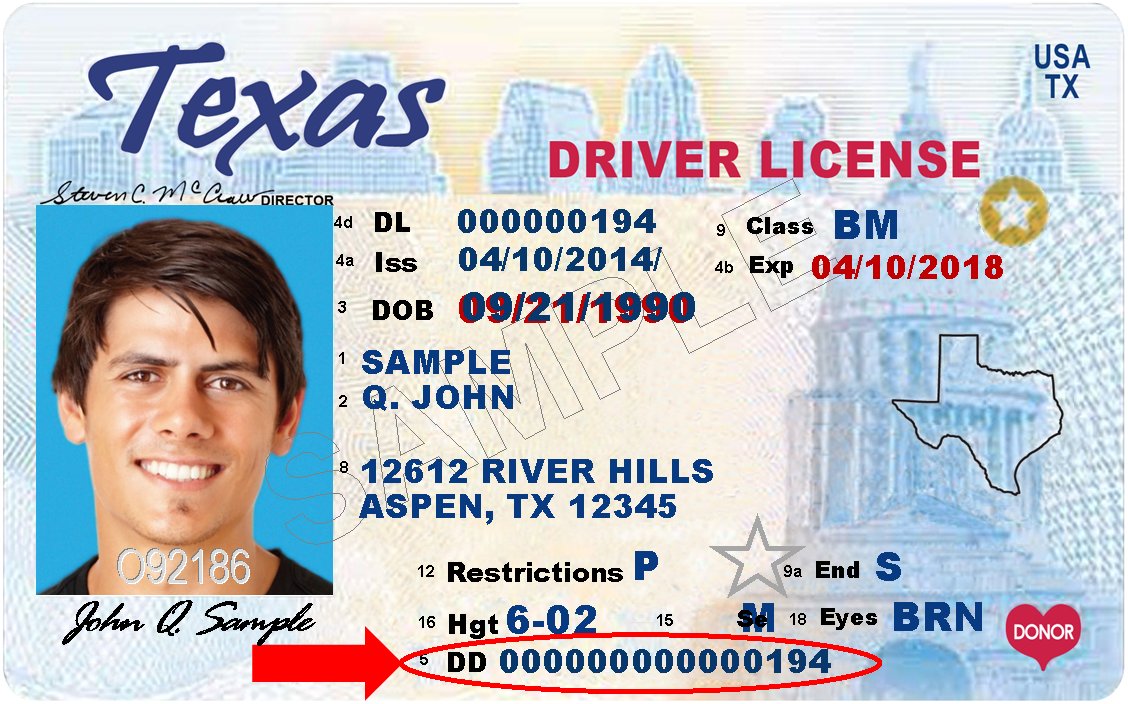 Sample Texas Driver's License