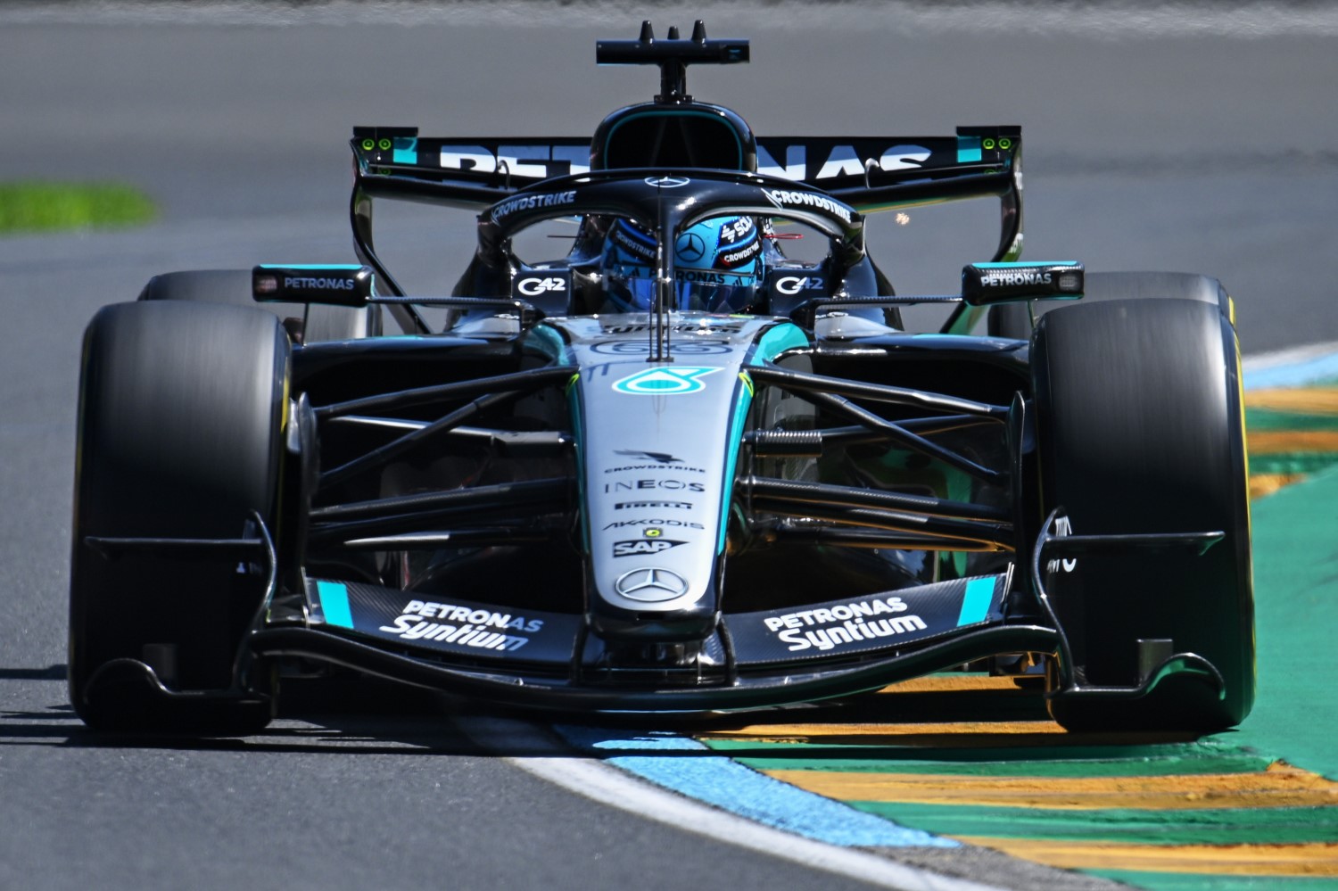 George Russell of Great Britain driving the (63) Mercedes AMG Petronas F1 Team W17 on track during practice ahead of the F1 Grand Prix of Australia at Albert Park Grand Prix Circuit on March 06, 2026 in Melbourne, Australia. (Photo by Sam Bagnall/Sutton Images for Mercedes)