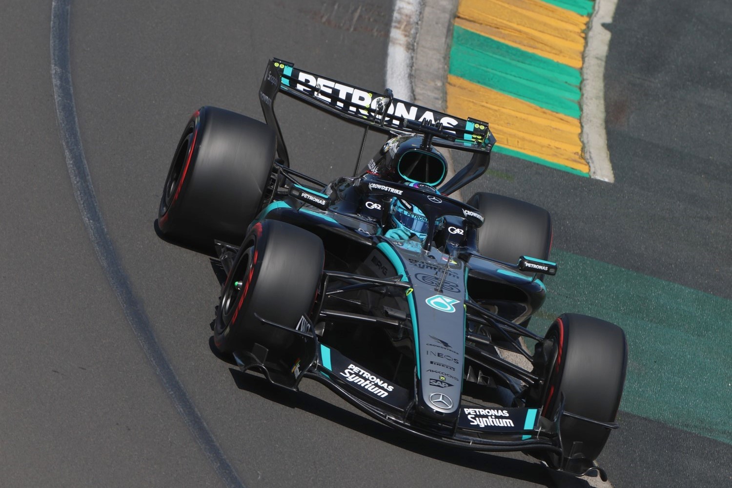 George Russell of Great Britain driving the (63) Mercedes AMG Petronas F1 Team W17 on track during practice ahead of the F1 Grand Prix of Australia at Albert Park Grand Prix Circuit on March 06, 2026 in Melbourne, Australia. (Photo by Steven Tee/LAT Images for Pirelli)