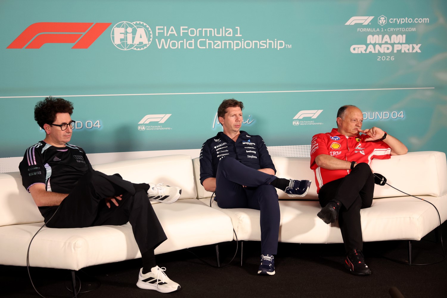 TEAM REPRESENTATIVES - Mattia BINOTTO (Audi), James VOWLES (Williams), Frédéric VASSEUR (Ferrari) 2026 Miami Grand Prix - Friday