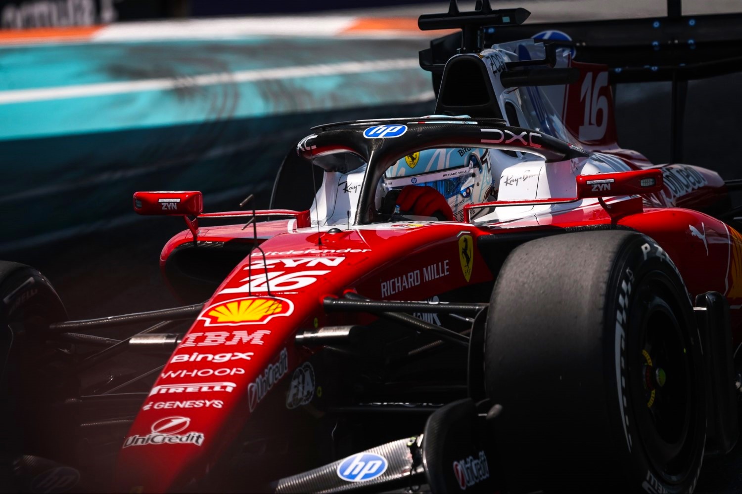 Charles Leclerc #16 Ferrari at the 2026 Miami GP. Image provided by Ferrari via X