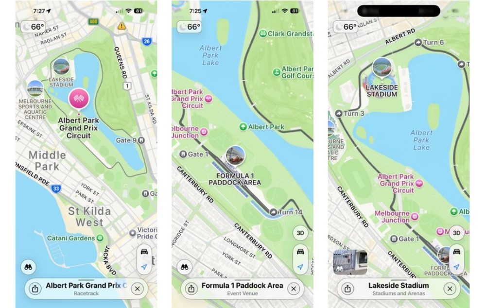Australian GP Images on Apple Maps