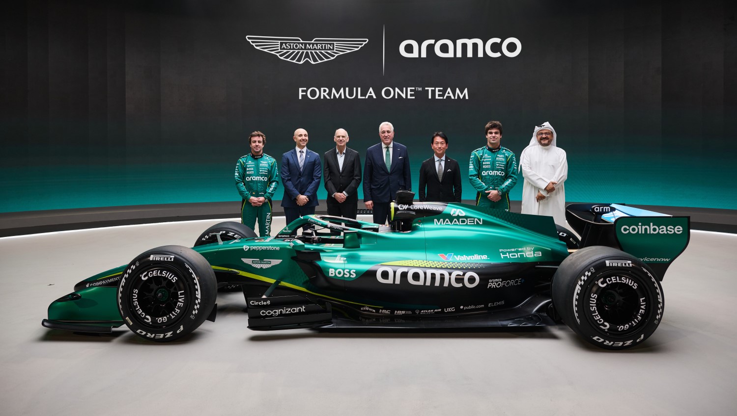 Aston Martin reveals 2026 livery on old car. Image supplied by the Aston Martin F1 Team