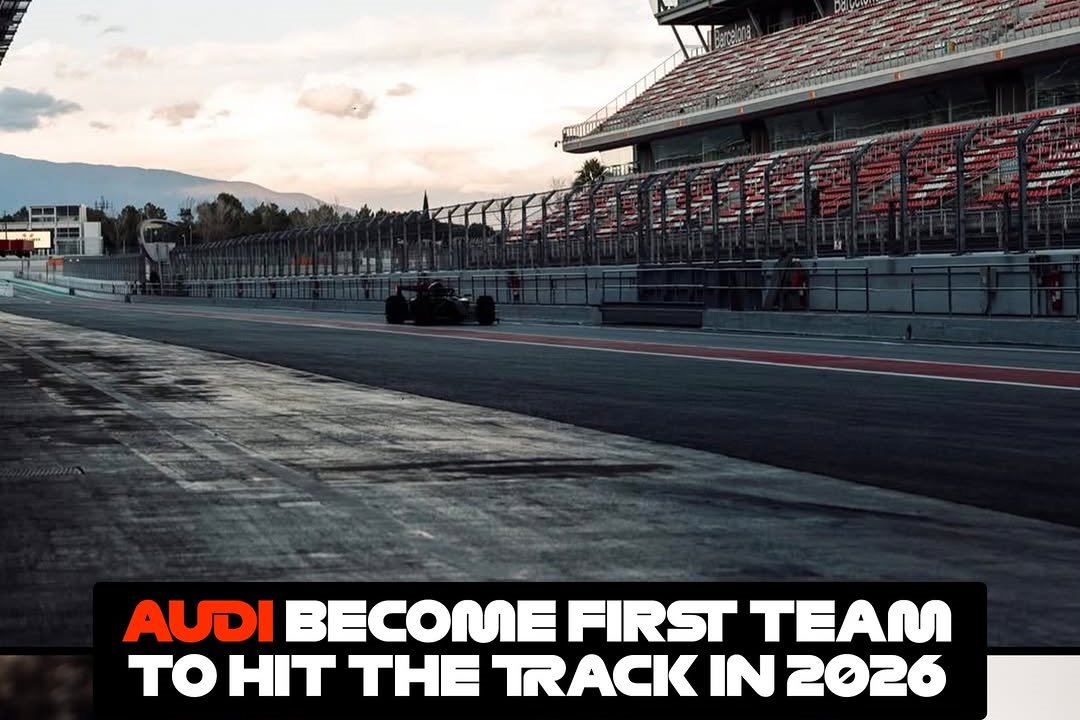 Audi F1 team filming day at Barcelona for the 2026 R26 Audi. Image supplied by Audi F1