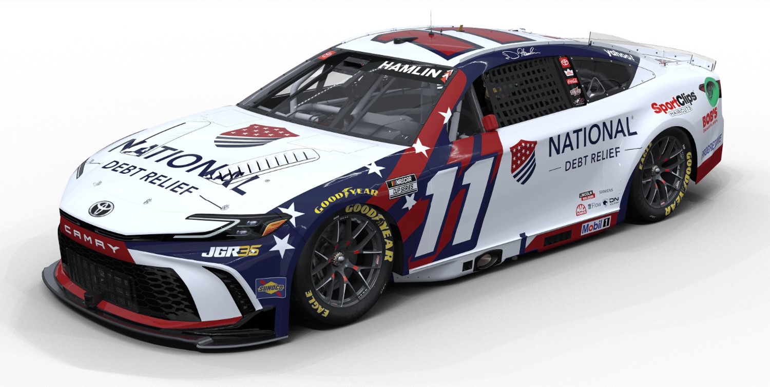 National Debt Relief expands partnership with Denny Hamlin and Joe Gibbs Racing. Image supplied