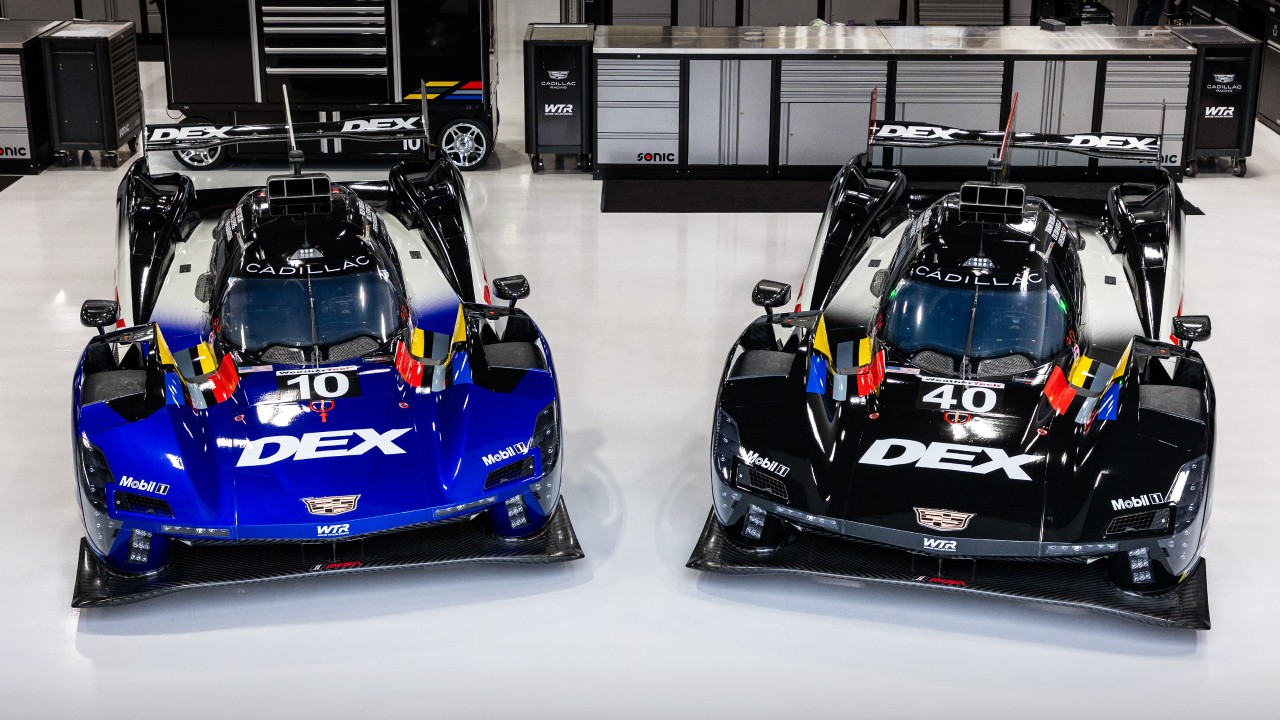 The Cadillac Wayne Taylor Racing No. 10 and No. 40 V-Series.R racecars wearing their 2026 livery.