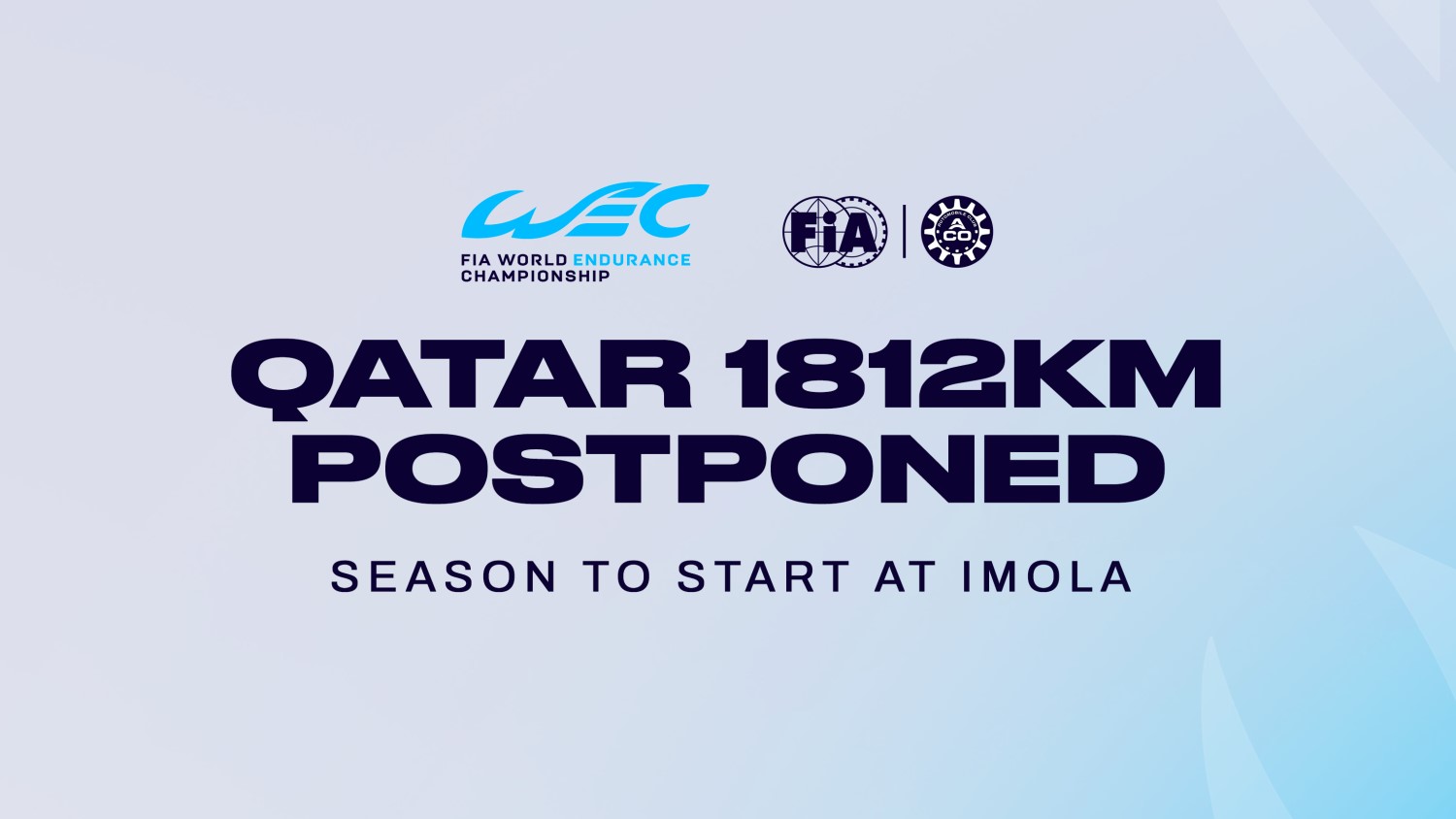 WEC News: Season opener in Qatar postponed