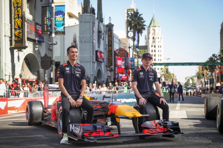 Burnouts on Hollywood Boulevard: F1 drivers bring racing to LA