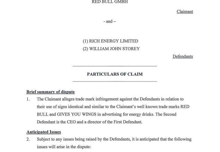 Now Red Bull taking Rich Energy to court